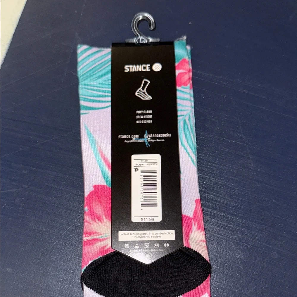 Stance Tropical Floral Crew Socks - Pink and Teal